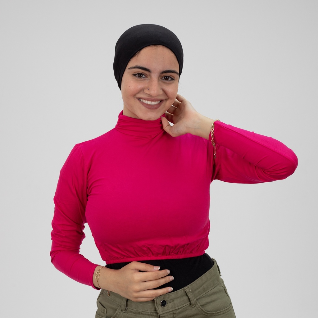 Mauve Fuchsia Crop Top Long Sleeve