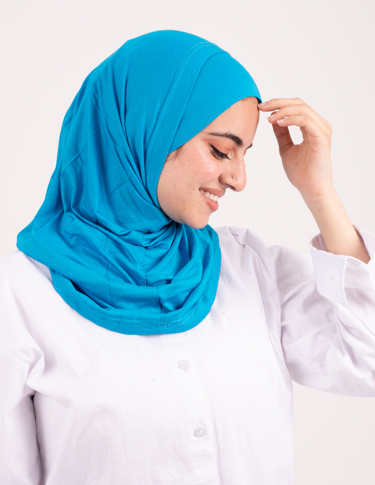 Turquoise Headscarf With Two Piece without sewing