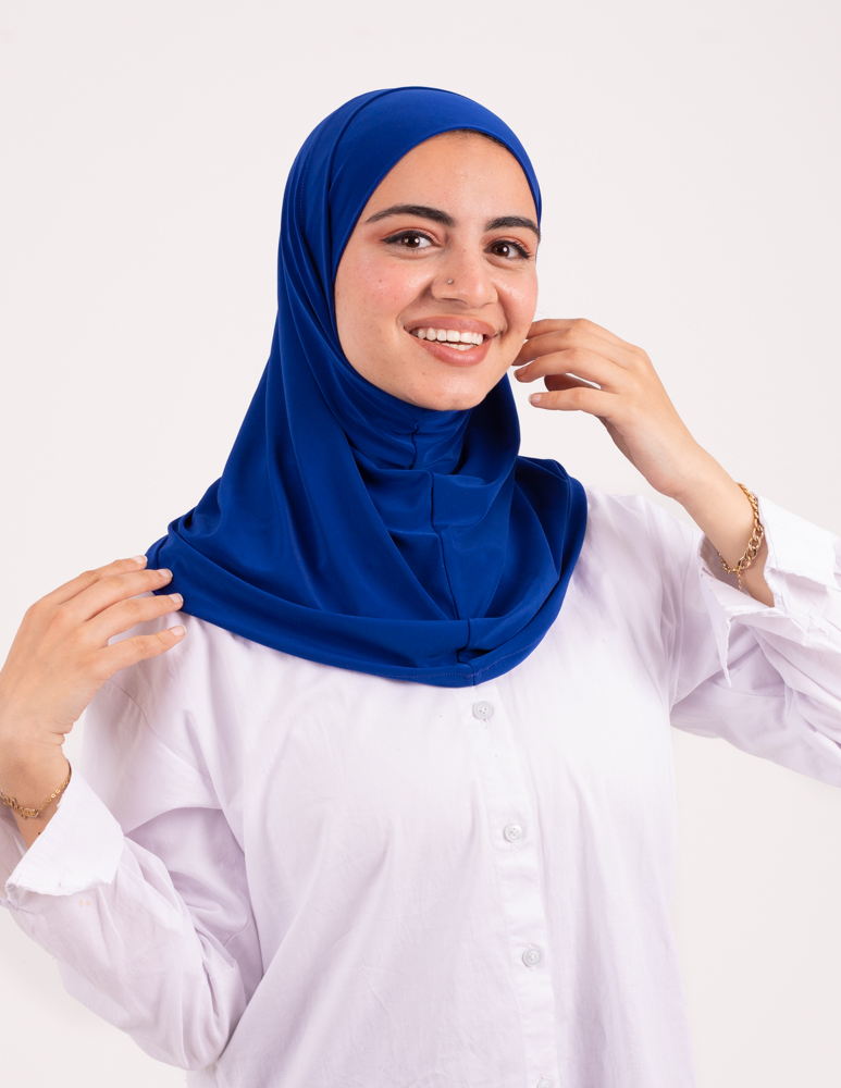 Blue Headscarf With Two Piece without sewing