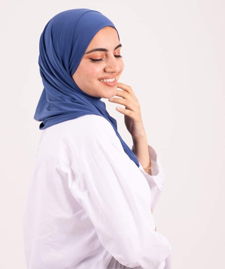 Dark Blue  Headscarf With Two Piece