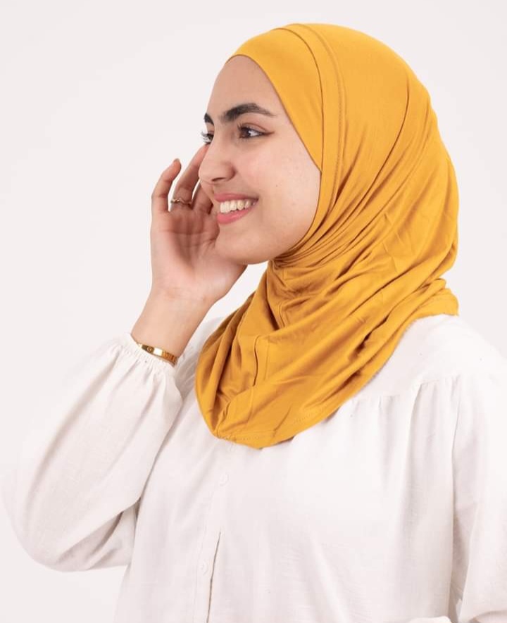 Mustard  Headscarf With Two Piece