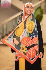  Scarf with orange and yellow butterflies