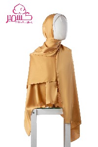 Dark beige plain satin scarf 