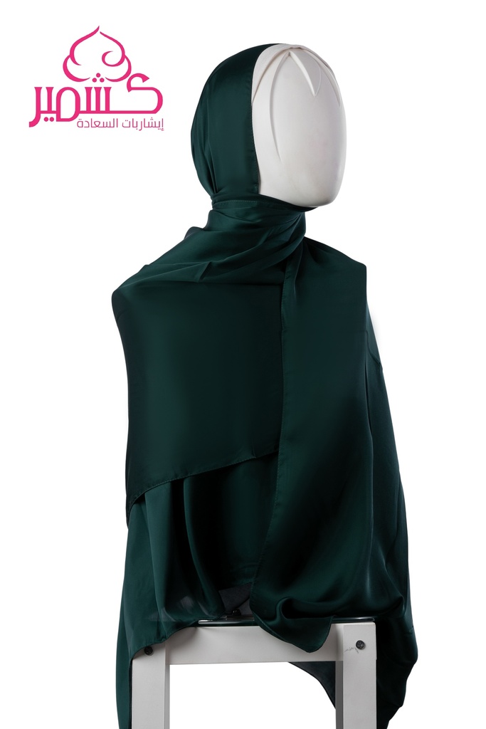 Dark green plain satin scarf 