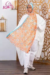 Scarf with Islamic style in turquoise and orange