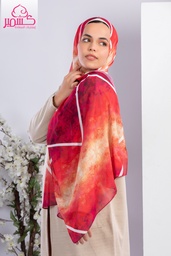 Red marble scarf with white lines