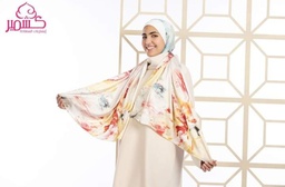 Turkish satin scarf with light beige tie dye