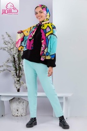 Multi colored scarf with black lines