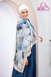 Scarf with cafe and light blue flowers