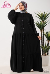 Black Long Dress Button Front