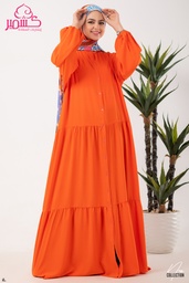 Orange  Long Dress Button Front